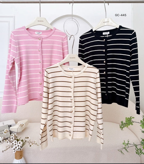 Stripes Button Down Cardigan